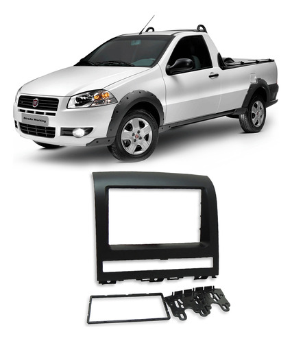 Moldura Painel Fiat Strada 2005 A 2012 Preta Cd Radio