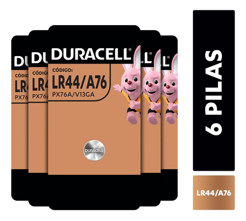 Pila Boton Duracell Lr-44/76 6 Unidades