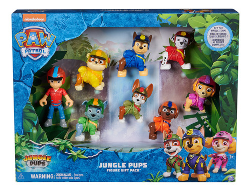 Paw Patrol Spin Master Jungle Pups, set con 8 figuras de juguete