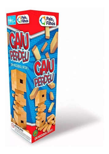 Jogo Caiu Perdeu Torre De Madeira Jenga 54 Pçs Pais & Filhos
