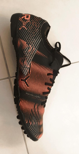 Chuteira Society Penalty Rx Ix - Laranja E Preto
