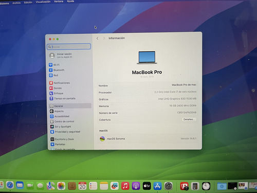 Macbook Pro Touch Bar 2018 15 PuLG 16gb Ram 512 Ssd Core I7 (Usado)
