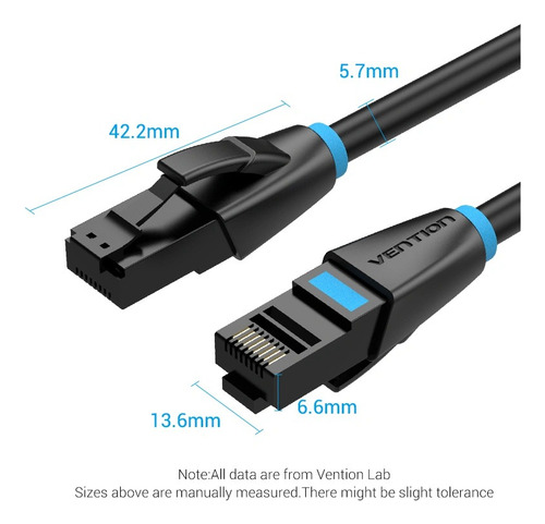 Cable de red Vention Cat6 Certificado - 1 metro - Premium Patch cord - UTP Rj45 Ethernet 1gbps - 250 Mhz - cobre - Pc - Notebook - servidores - Negro - IBKBF