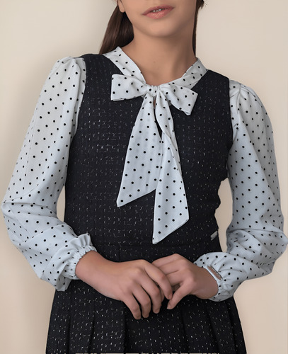 Blusa Com Gola De Laço Infanto Juvenil Moda Evangélica