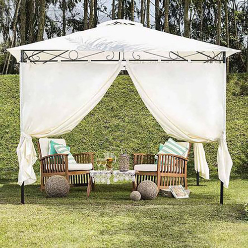 Pergola Con Cortinas 3x3m Beige/blanco