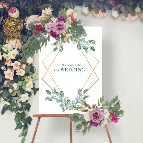 2 Piezas Decorativas Boda Arco Flores Simulación Rosa Para