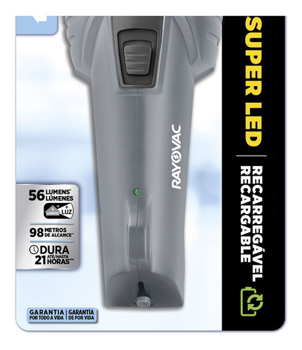 Imagem 3 de 7 de Lanterna Doméstica Rayovac Led 1w 56lm Recarregável Bivolt