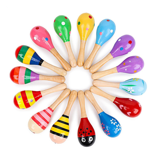 Maracas De Madera Para Niños Sonajeros De Percusión Manual D