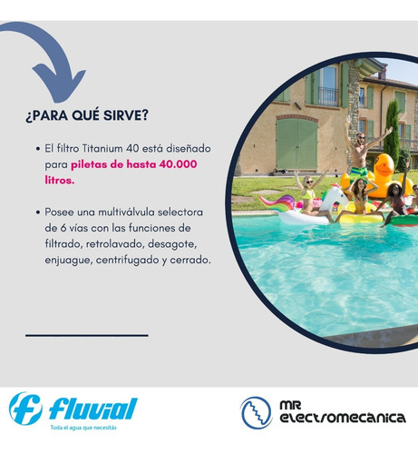 Imagen 2 de 10 de Filtro Pileta Fluvial Titanium 40 / 40000 Litros Con Carga!