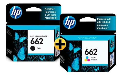 Kit Cartuchos Originais Hp 662 Preto + Color 2516 3516 1516 