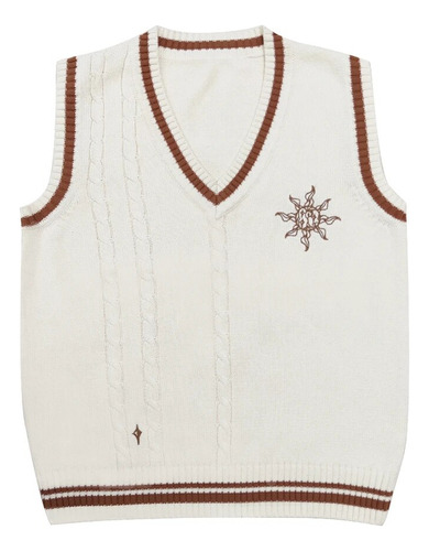 Chaleco Tipo Suéter Star Embroid Preppy Winter Para Mujer, C