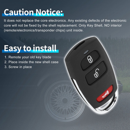 1 Carcasa Llave Para Kia Sedona 2006-2008 3 Button