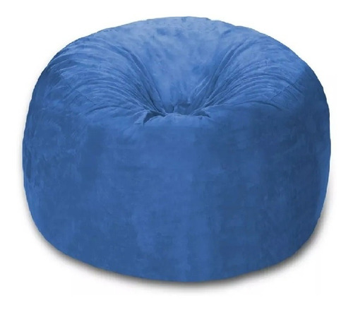 Puff Redondo Gigante Com Enchimento 140x20 Diâmetro Suede Cor Azul-claro