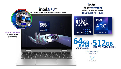 Elitebook 630 G11 Touch/ Ultra 7 Enterprise/ 64gb-ram/ 512gb Plateado (Usado)