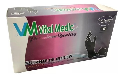 Guantes Nitrilo Negro / Sin Talco  (caja X 100) Vital Medic