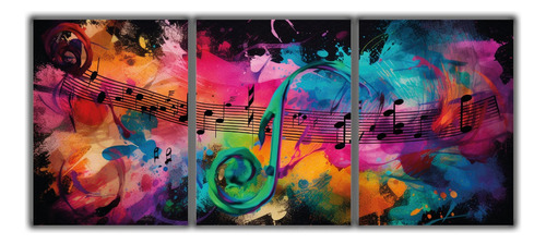 Cuadro Decorativo Tríptico Musica Color