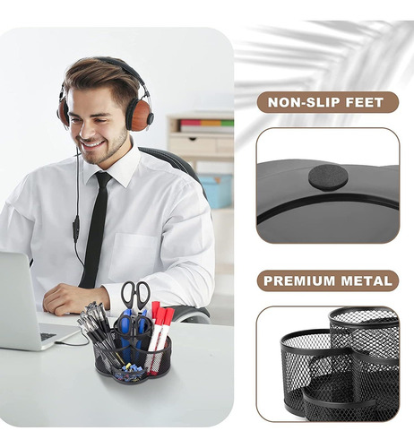 Pen Holder For Desk, 360-degree Rotating Desk Organizer With