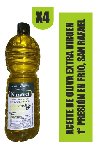 Aceite Oliva Extra Virgen 900ml - Nazaret Oro Verde X4 