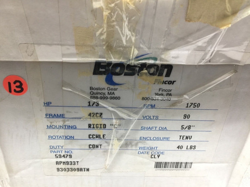 New In Box Boston 1/3 Hp 1750 Rpm 90 Vac 42cz Fr Motor 5 Zzb