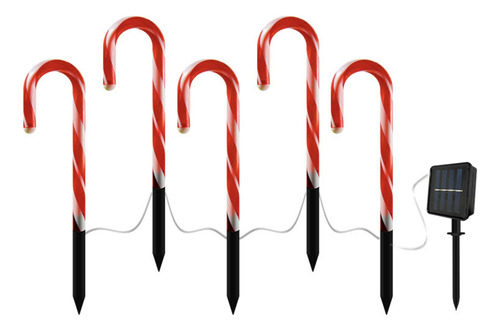 4pzs Navidad 1 Tow 5 Candy Cane Solar Lights