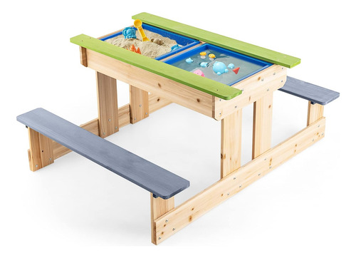 Mesa Picnic Multiusos 3 En 1 Para Niños - Madera - Banco Inc