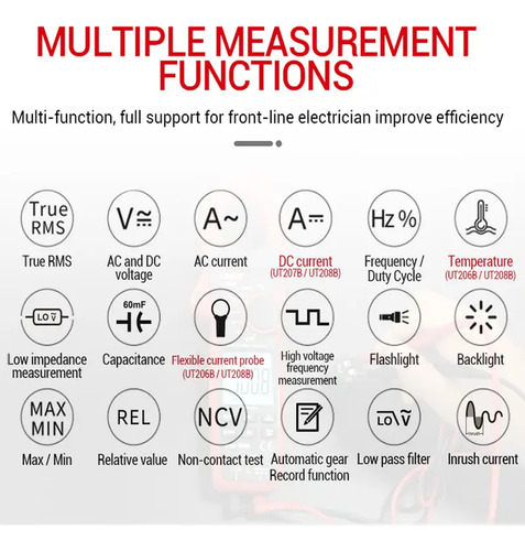 Amperimetro Tenaza Ut207b Uni-t, Tester Ac/dc, Corriente Cc