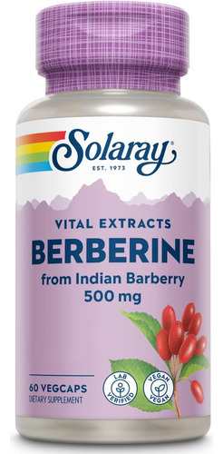 Berberina 500 Mg Solaray 60 Cápsulas Veganas