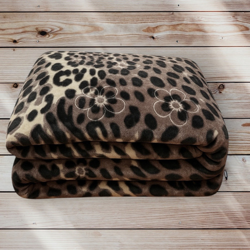 Frazada Extra Gruesa Doble Reversible 2.5 Plaza, Abrigadas Animal Print Tonos Marrones/negro 2