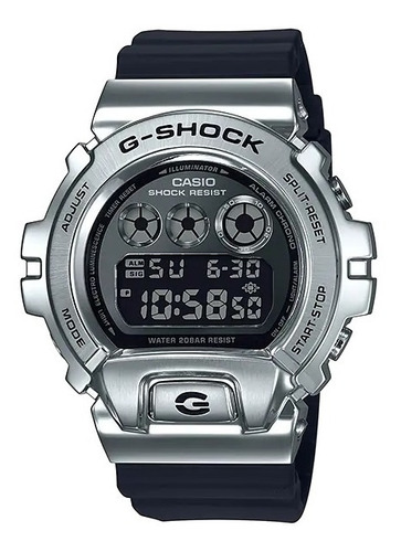 Reloj Casio Hombre G-shock Gm-6900-1d Color De La Malla Negro Color Del Bisel Plateado Color Del Fondo Negro