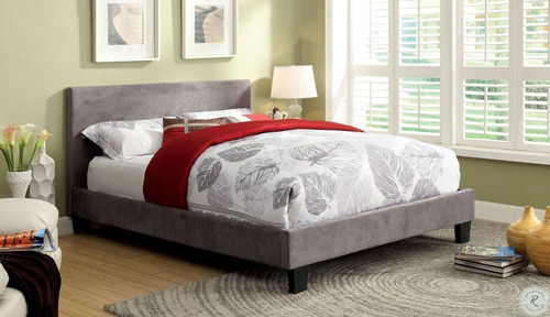 Imagen 3 de 7 de Cama Winn Park King, Cama Moderna De Piel Gris
