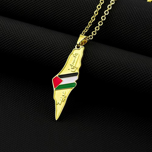 Colar De Mapa Da Palestina Em Aço Inoxidável Com Pingente