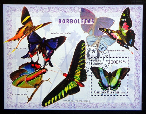 Guinea Bissau Mariposas, Bloque 1 Sello 2006 Usado L9857