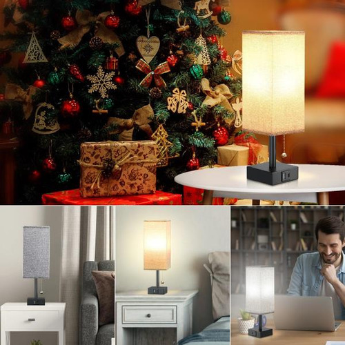 Aooshine Lámpara De Cabecera Para Dormitorio Con Puertos Usb