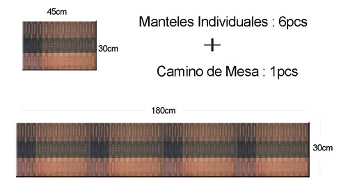 6 Manteles Individuales Pvc De Mesa Comedor Y 1 Camino Mesa