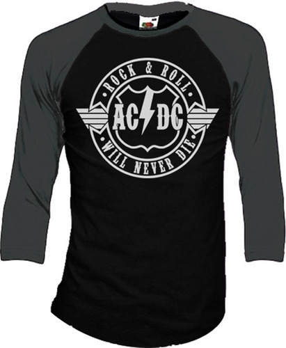 Ac/dc Playeras Manga 3/4 Para Hombre Y Mujer D8