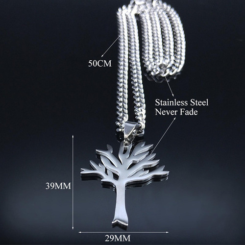 Collar De Árbol De Acero Inoxidable Colgante De Árbol Joyerí