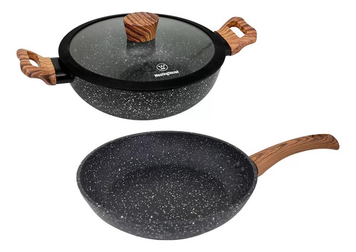 Westinghouse Bateria Negra De 3 Piezas: Sarten Y Wok C/ Tapa
