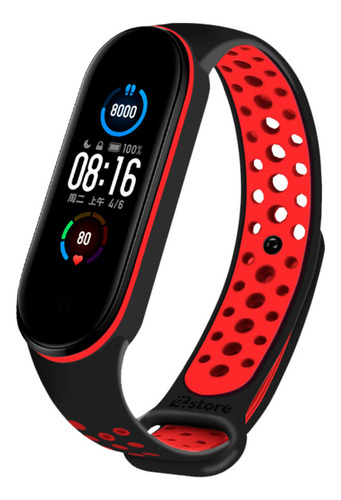 Correa Compatible Xiaomi Mi Band 4 Y 3 Dual 2 Negro-rojo