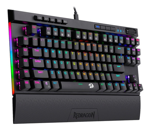 Imagen 2 de 7 de Teclado gamer Redragon Magic Wand Pro K587-PRO QWERTY Redragon Opto-Mecánico español latinoamérica color negro con luz RGB