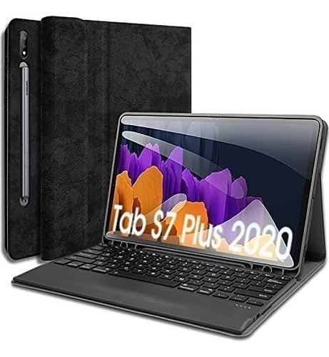 Funda+teclado Wineecy Galaxy Tab S7 Plus 12.4 2020 Negro