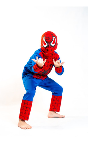 Disfraz Traje De Hombre Araña Spiderman Para Niños Poliester