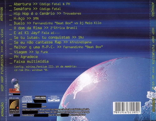 Cd Hip Hop Futurista Ao Vivo Abertura Código Fatal 2002 Novo