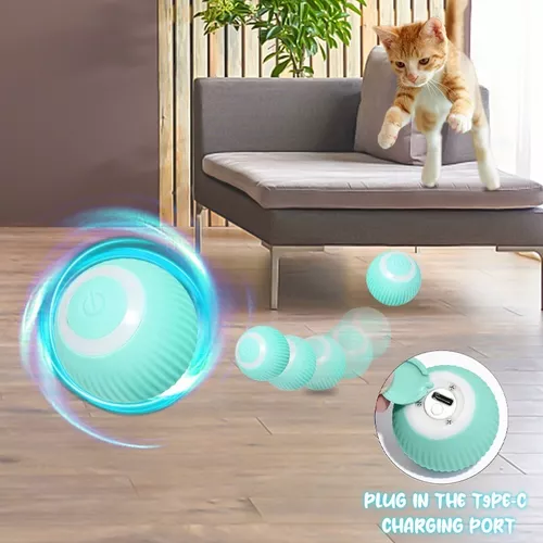 Bola de Brinquedo Interativa para Gatos com Luz Led Bola Giratória  Automática de 360 Graus Interativa Recarregável Por Usb