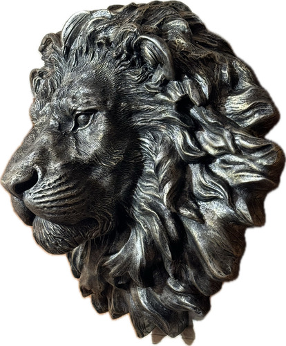 Cabeza De Leon Cromado De Resina Para Pared De Decoración