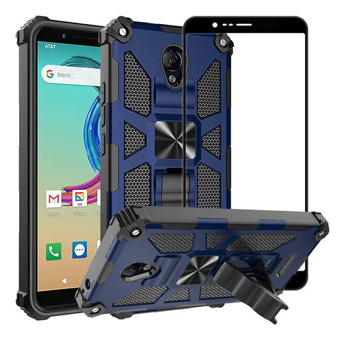 Funda Para At&t Fusion Z 6.3 Negra Azul + Protector Soporte