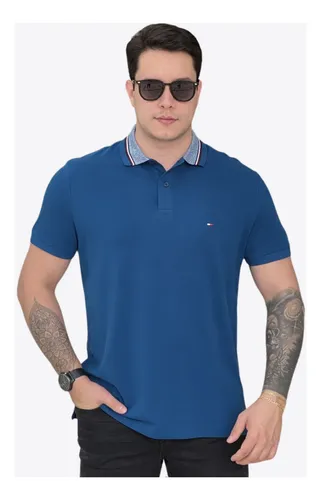 Polo Tommy Hilfiger Masculino Regular Fit Detalhes Na Gola
