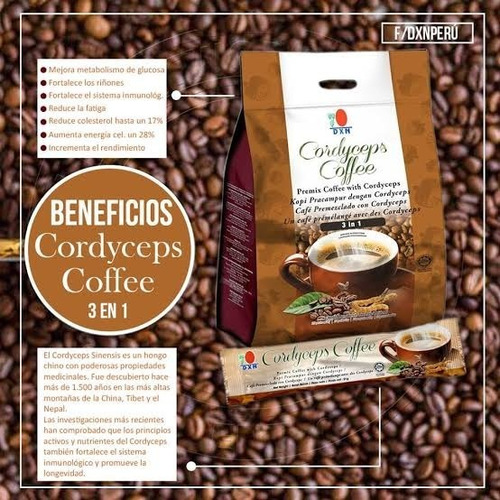 2 Pack | Coffee 3 En 1 Cordyceps| Café Dxn | Hongo Cordyceps