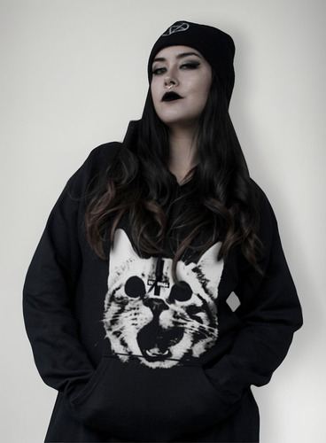 Sudadera Cerrada Con Capucha - Hellcat Gato Satánico Witch