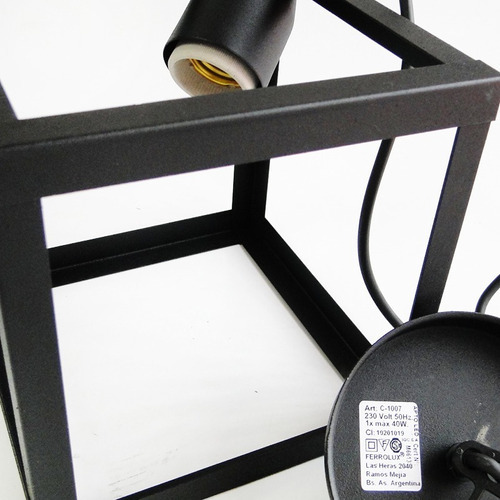 Lampara Colgante Cubo Iluminación Minimalista Ferrolux
