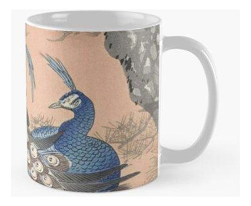 Taza Dos Pavos Reales En La Rama De Un Árbol (1900-1930) De 